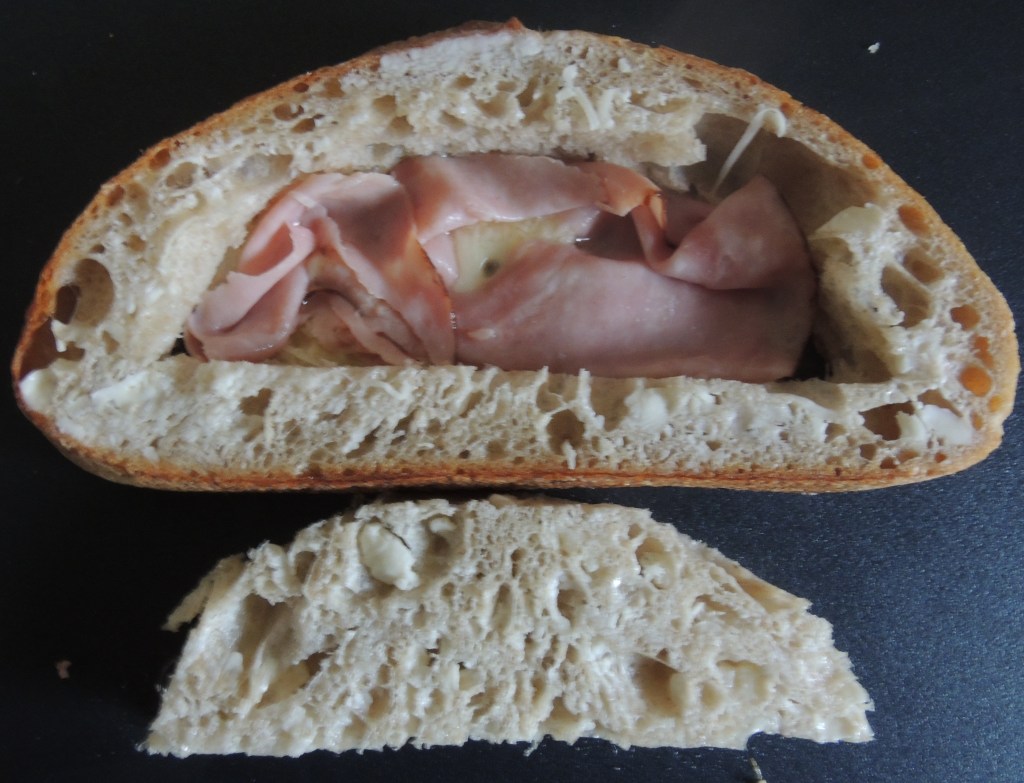 Ham on top of melted cheese