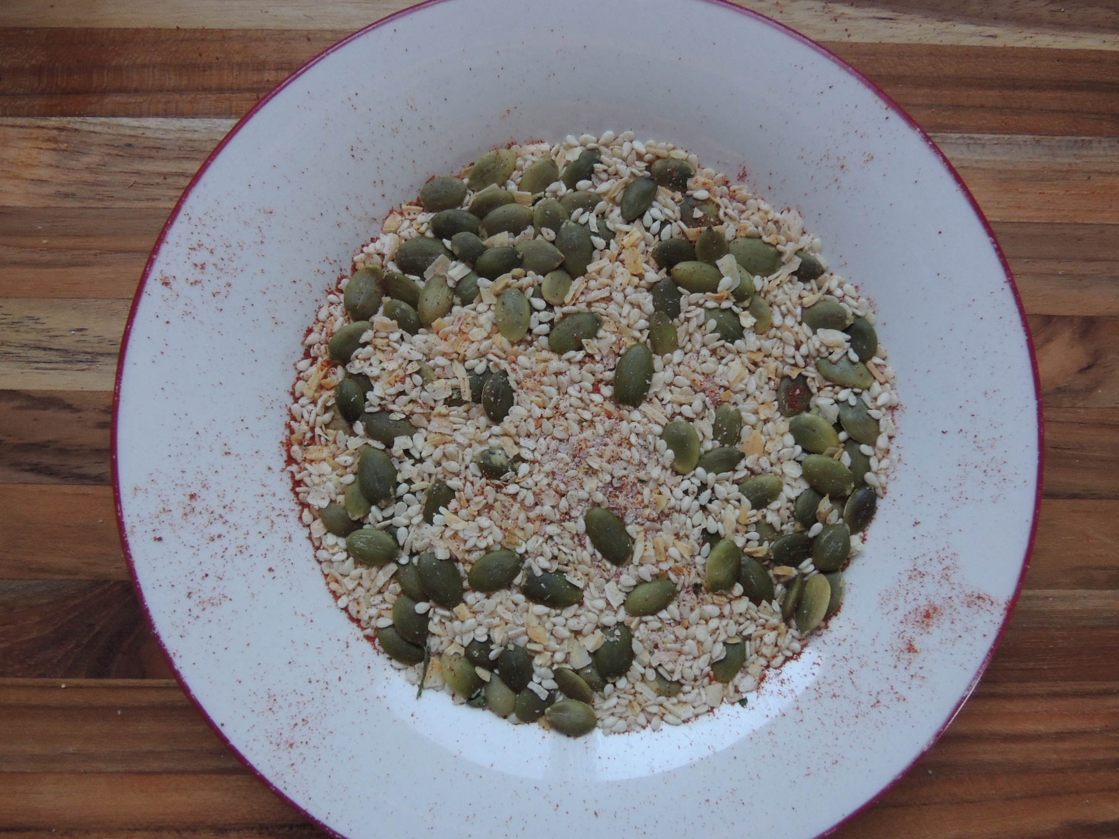 Pepitas, sesame seeds, onion and garlic salt
