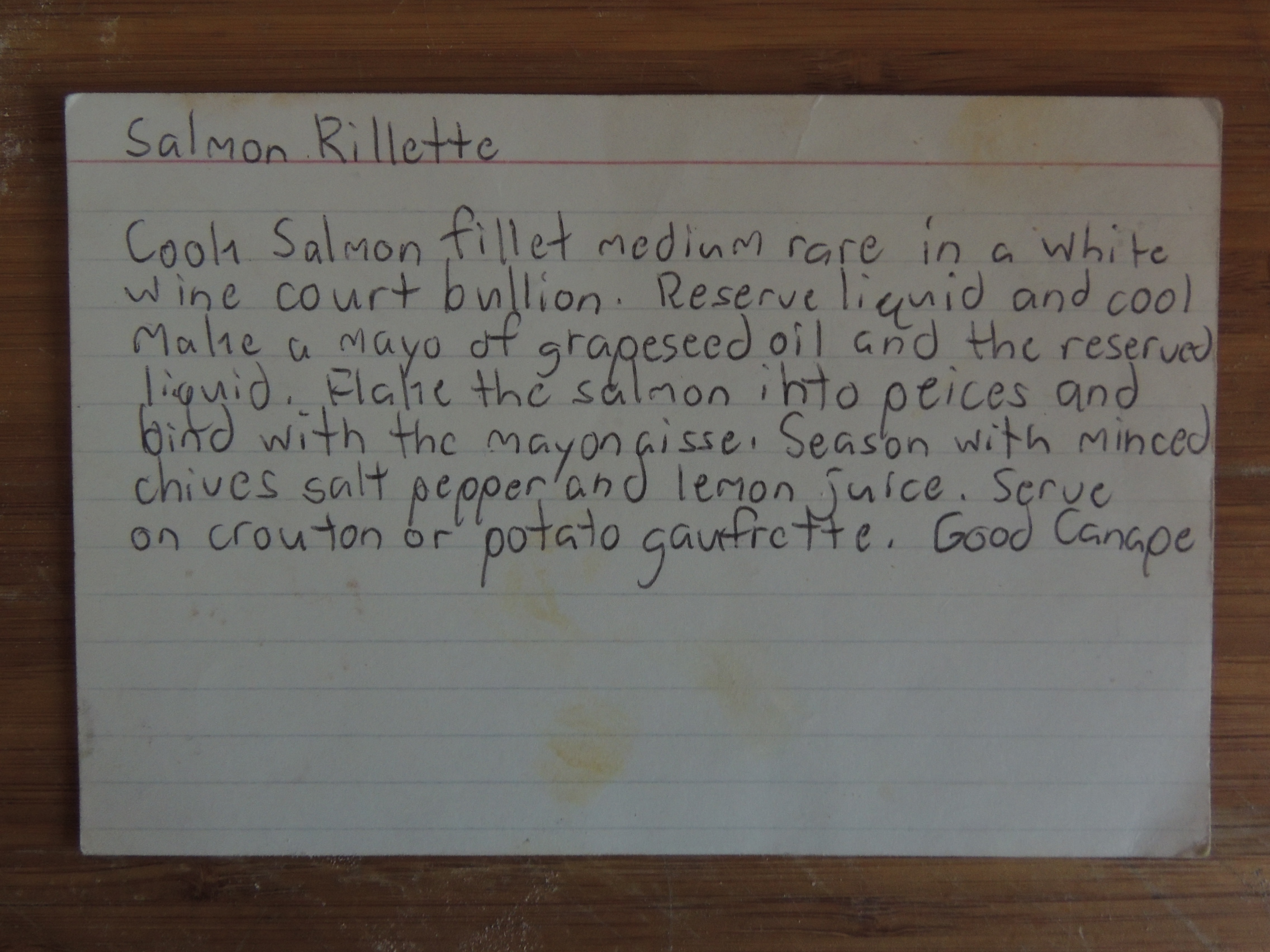 SALMON RILLETTE INDEX CARD