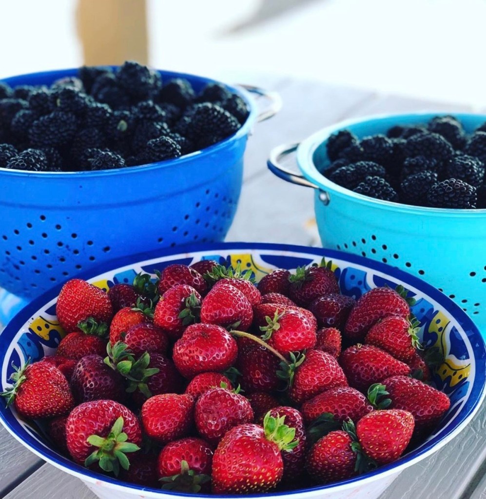 Fresh strawberries and blackberries