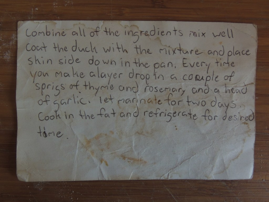 DUCK CONFIT INDEX CARD