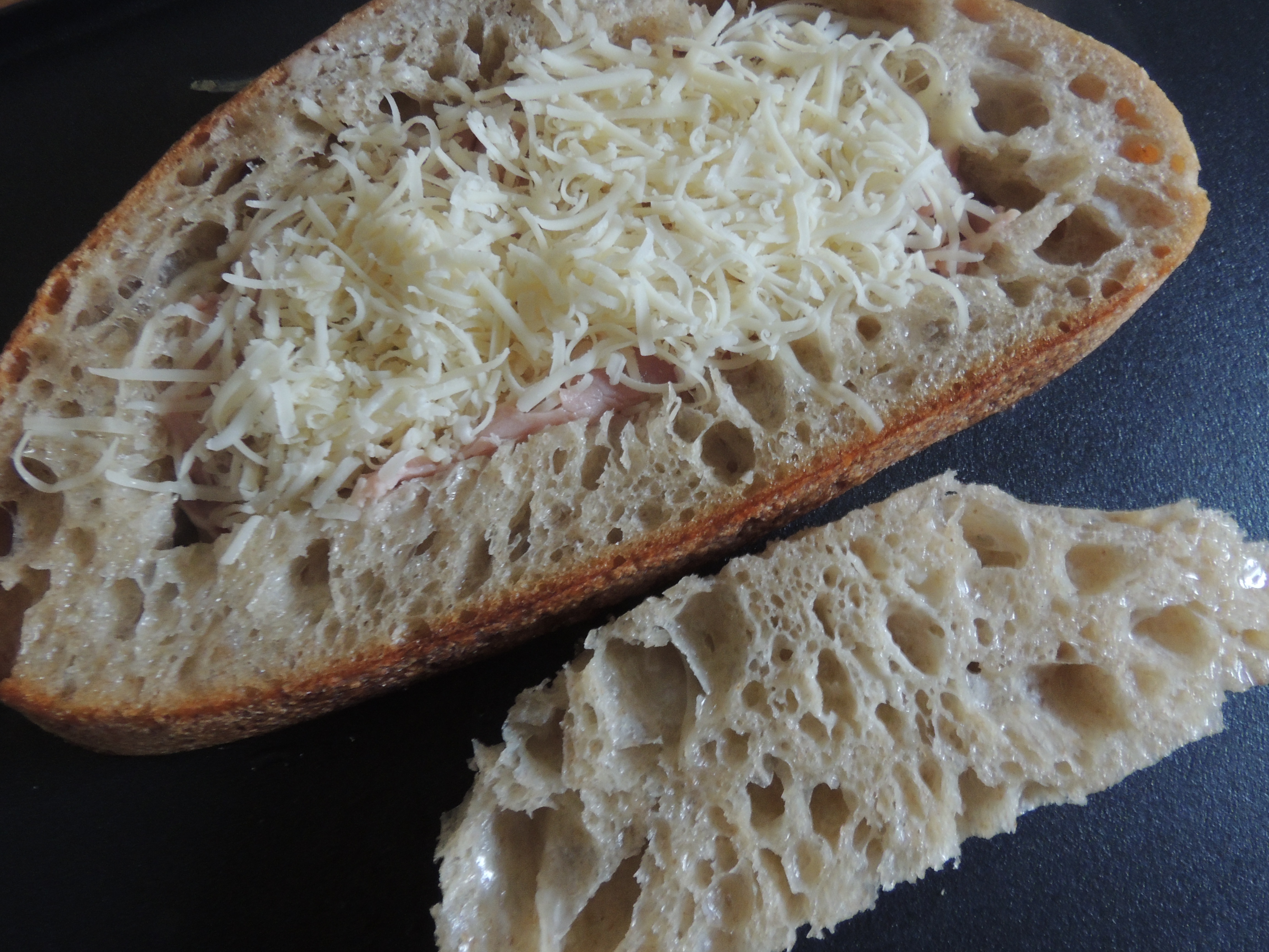 Egg ham and cheese inside of bread