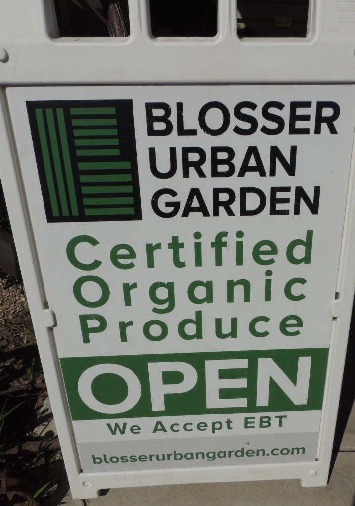 Blosser Urban Garden Farm sign