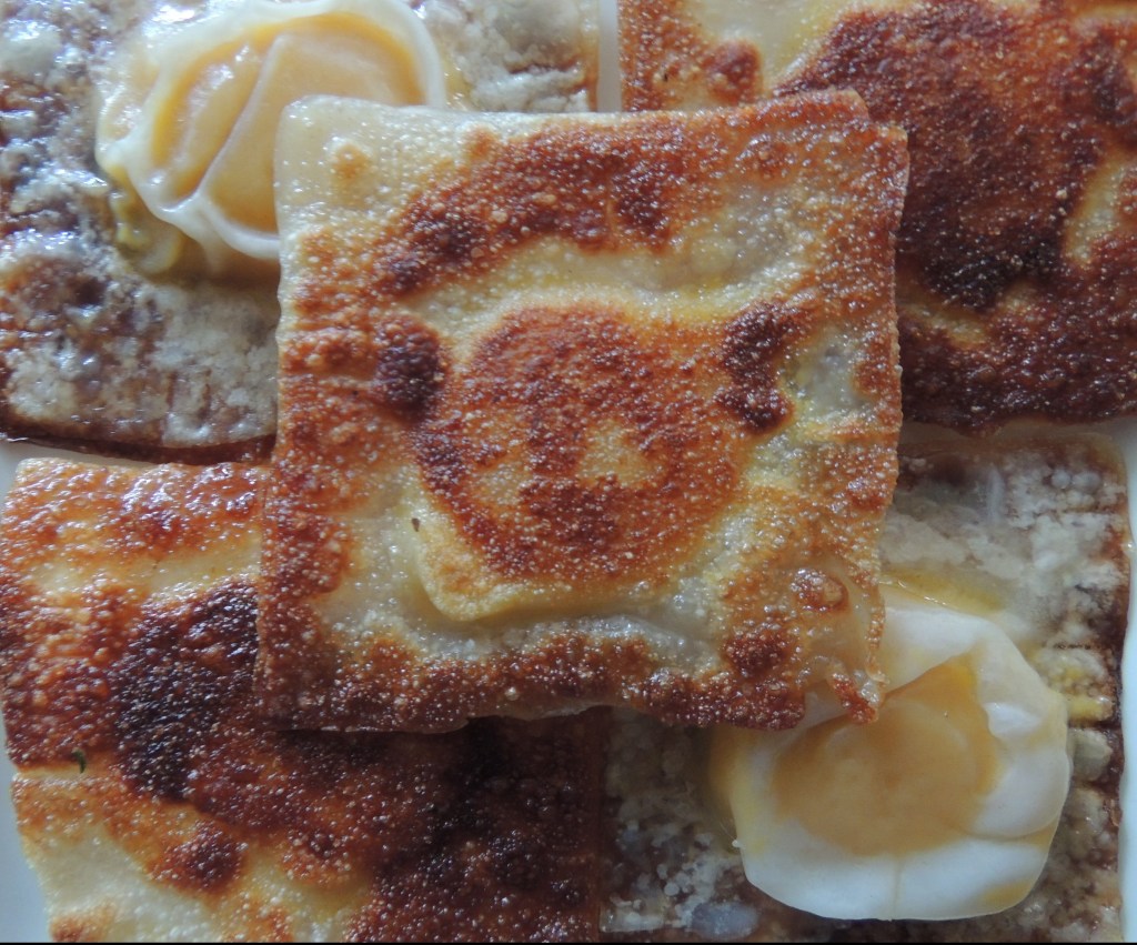 Flat butternut squash wontons