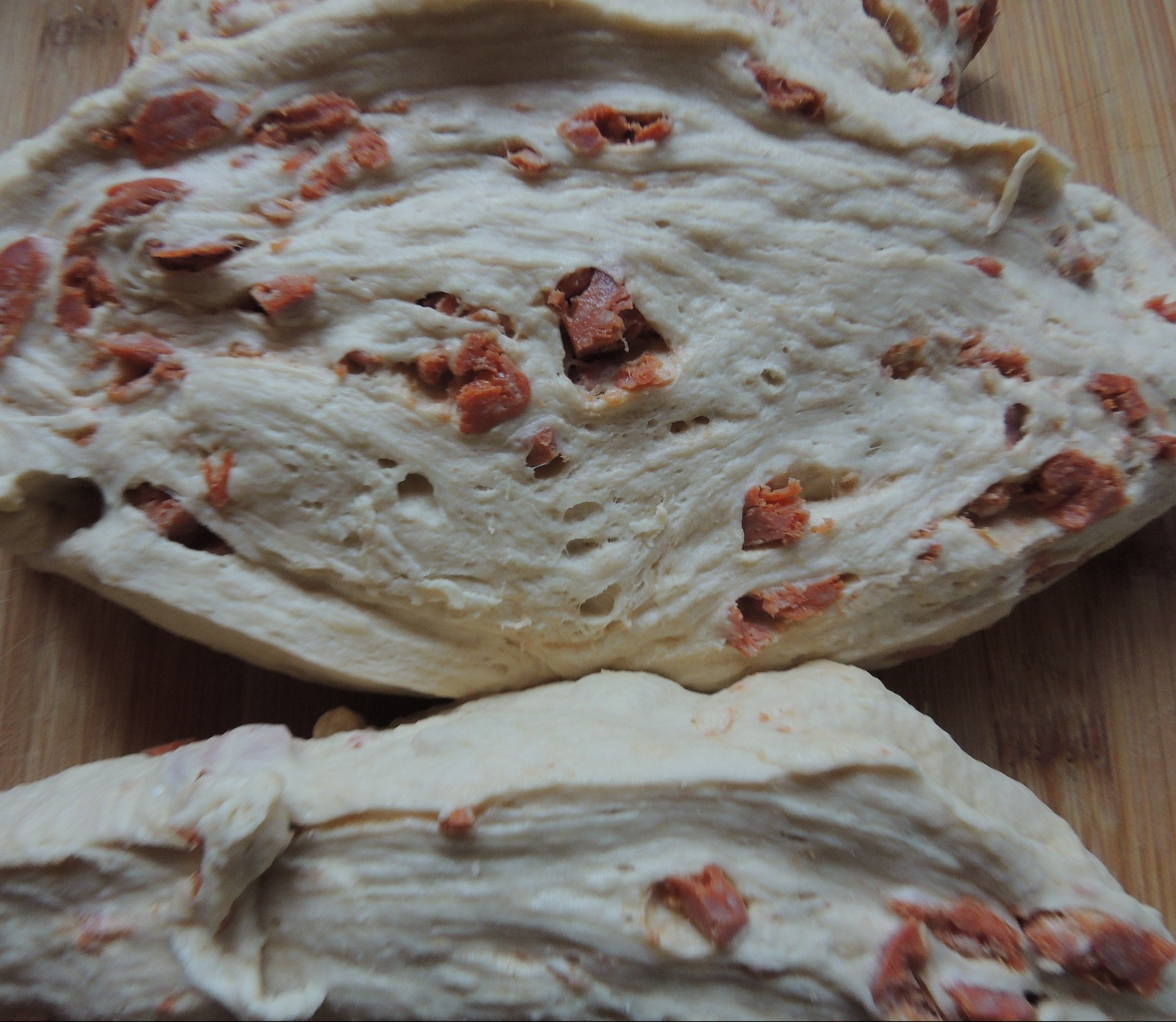Bagel Dough with linguica