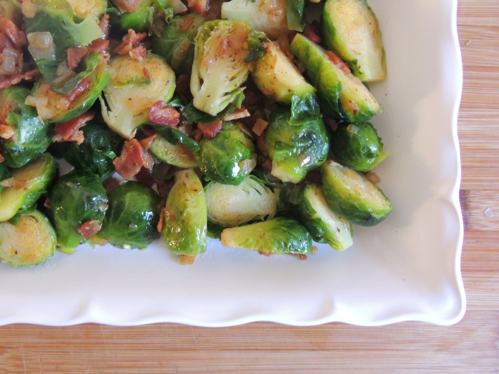Brussels Sprouts with bacon and onion
