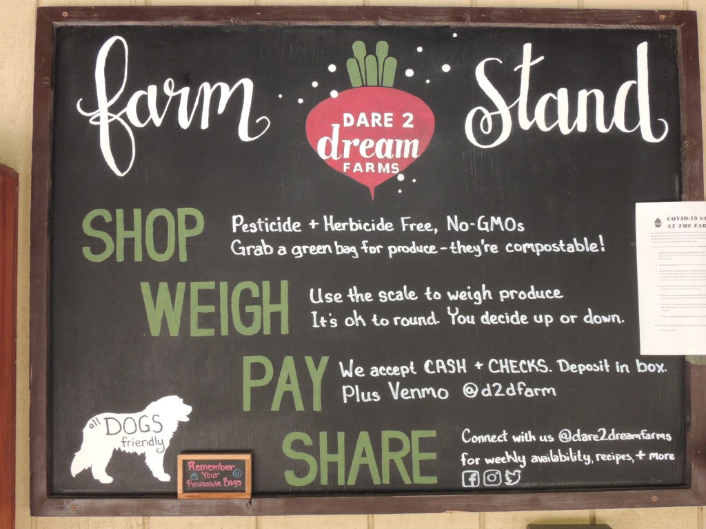 Dare 2 dream farm stand sign