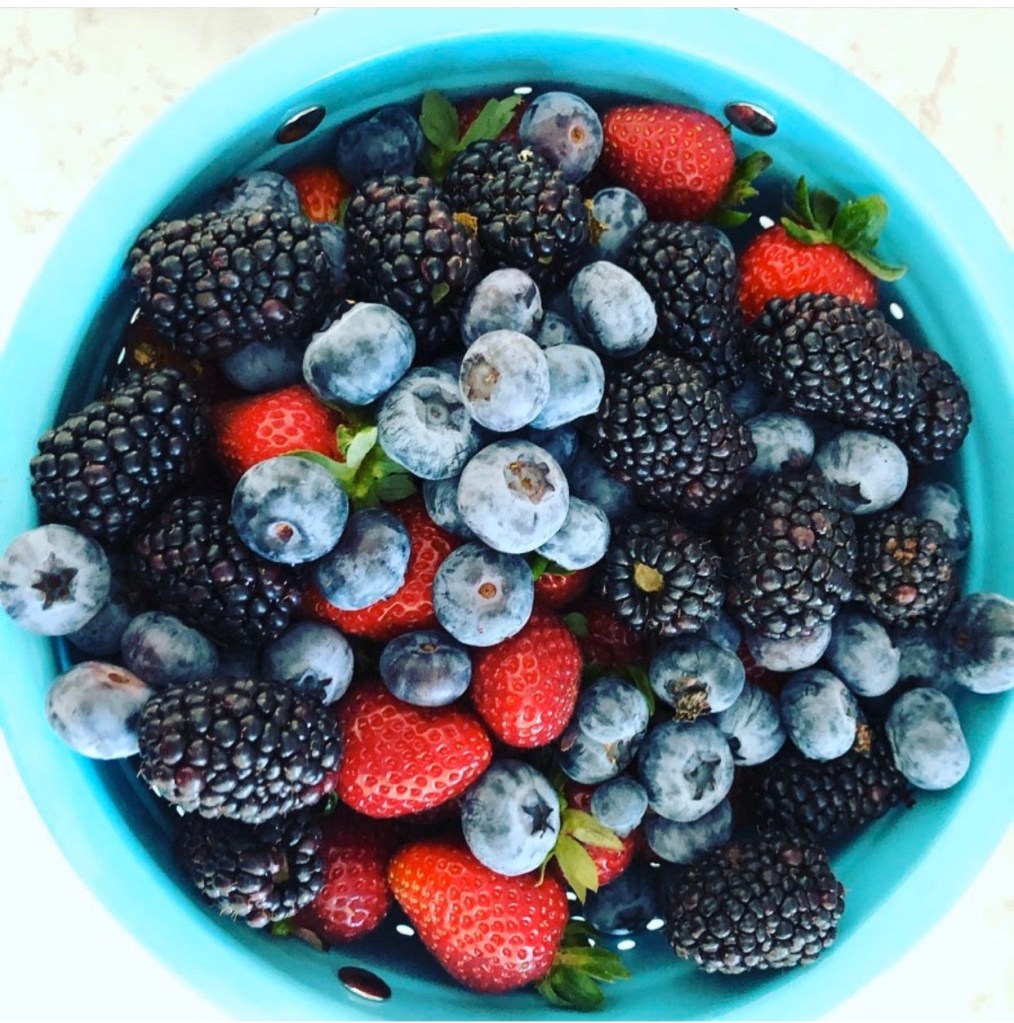 Container of fresh mixed berries