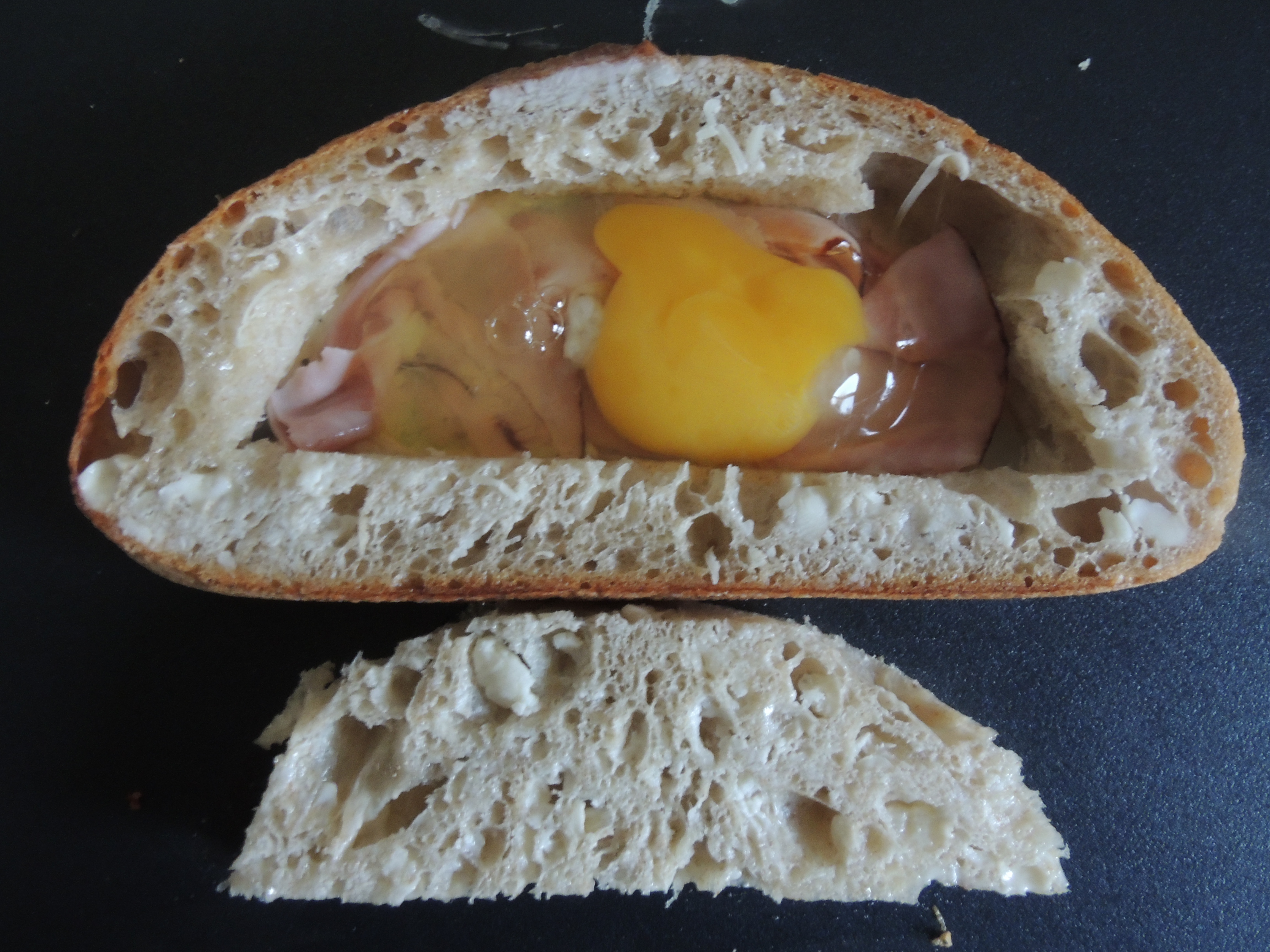 Egg ham and cheese inside of bread