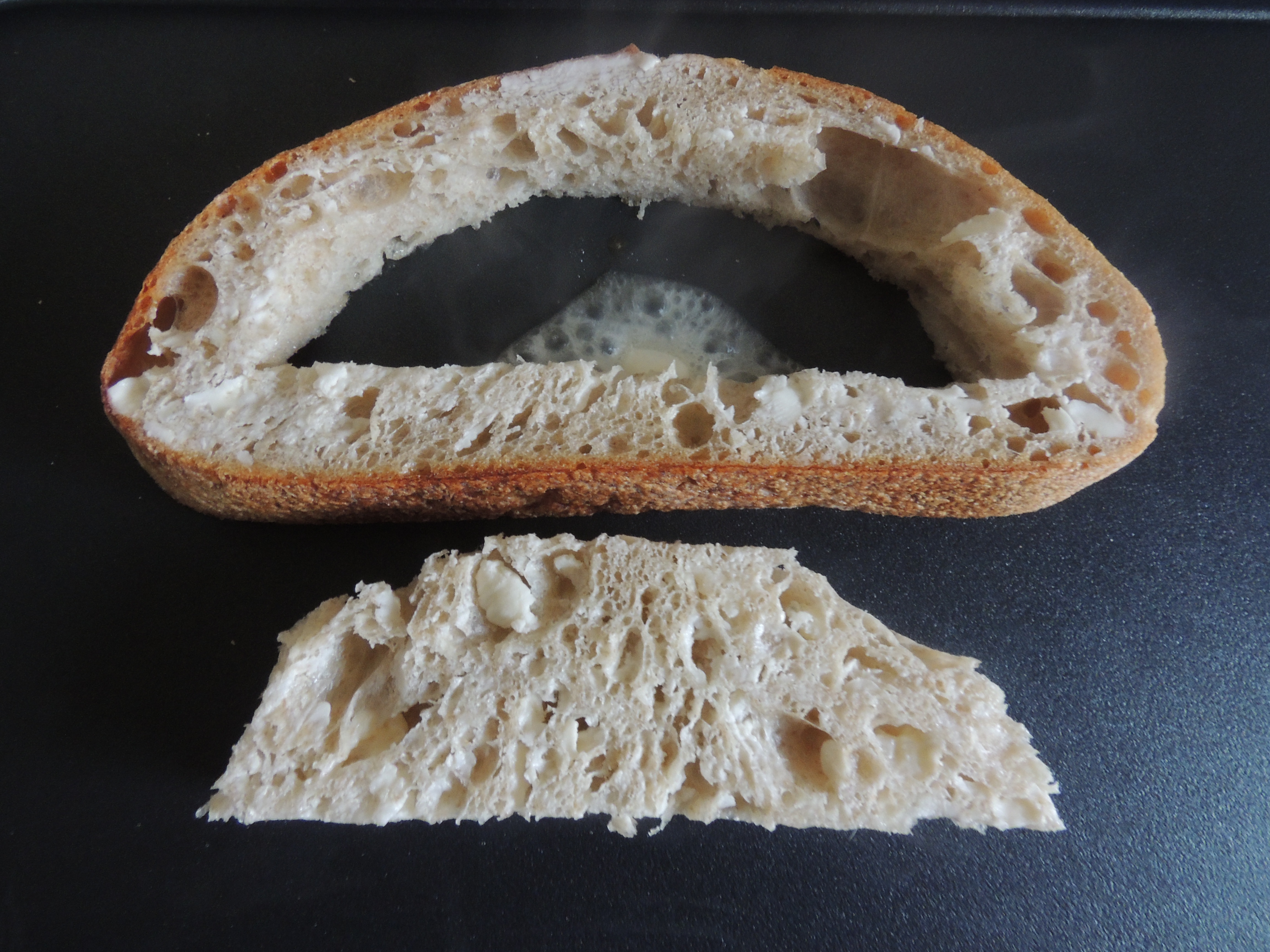 Bread on a griddle