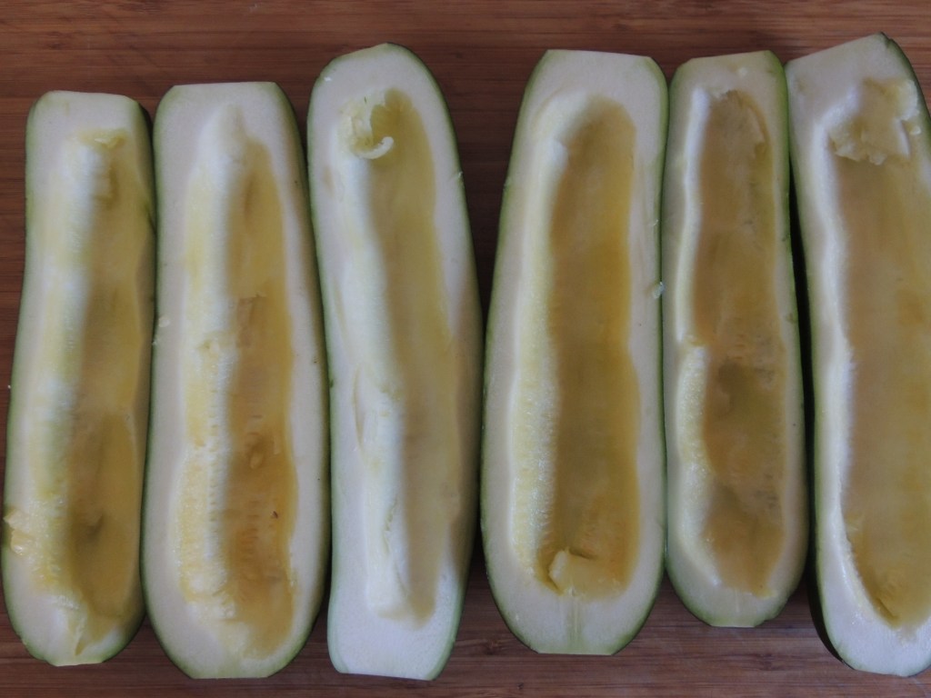 Hollowed out zucchini boats