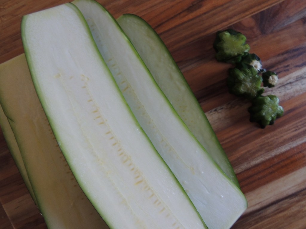 Zucchini cut in half