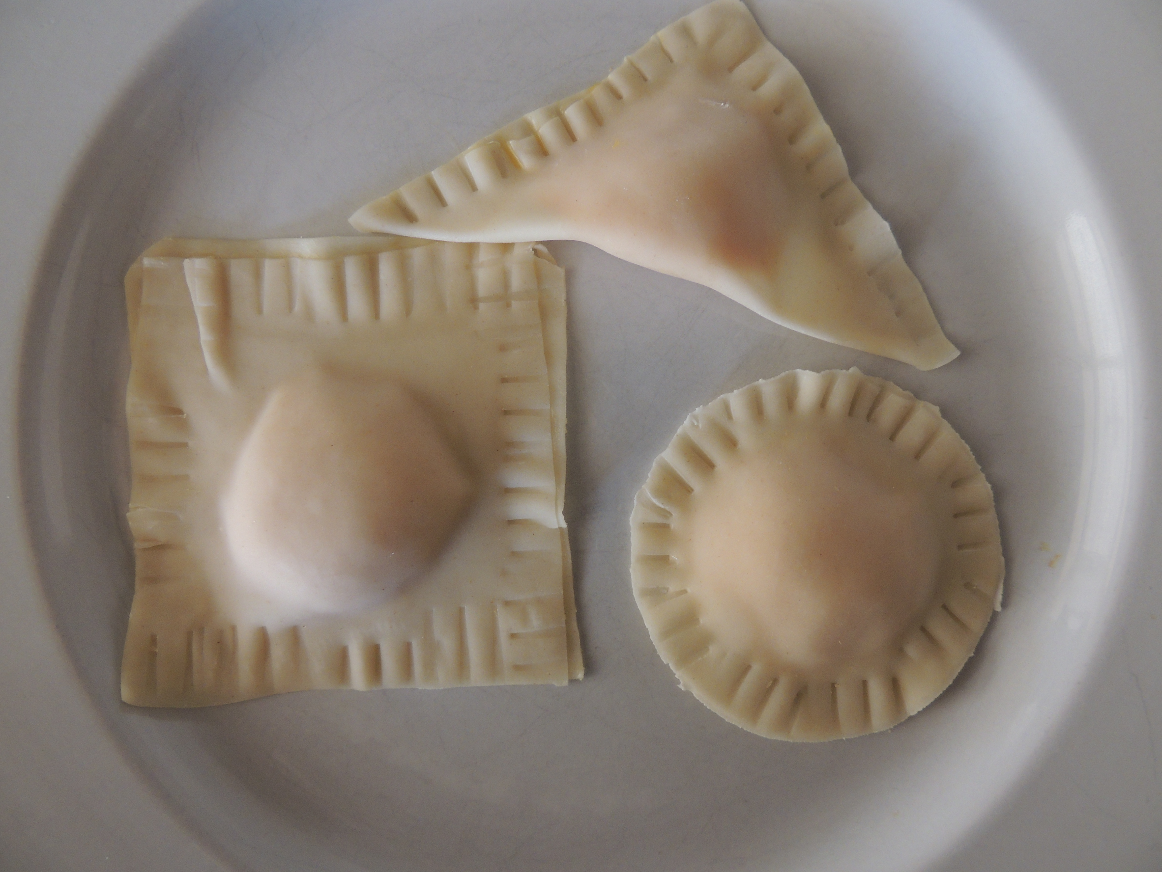 Three different shapes of squash ravioli